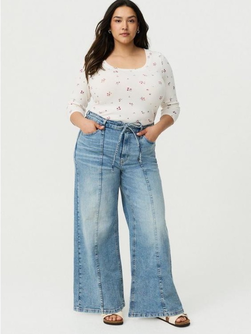 torrid Light Blue Tie-Waist Wide-Leg Jeans